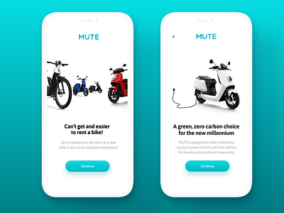 E-Mute onboarding app e bike gradient green mute niu rent scooter