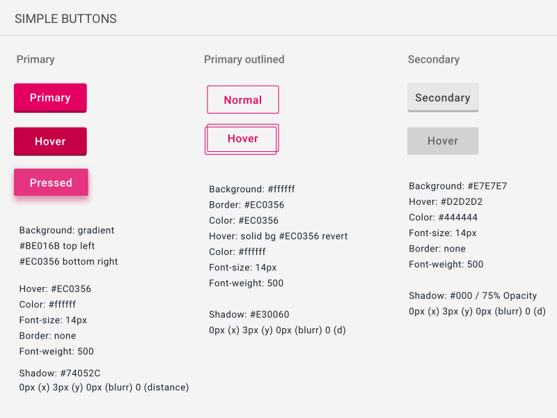 Simple Buttons - DailyUI014 web design material buttons pink