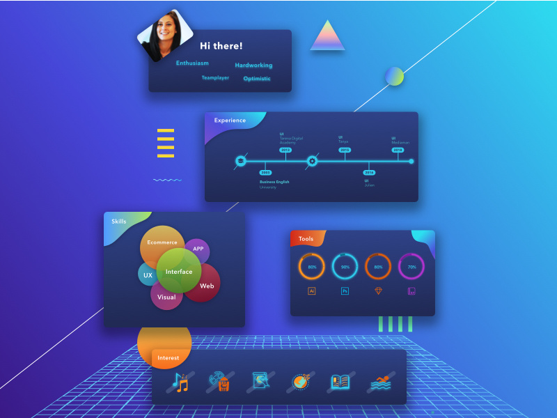 Thirdy Words Resume design colorful blue designer gradient cv
