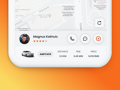 Driver UI for ride hailing APP app driver orange ride taxi