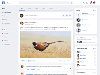 Facebook Redesign 2019 blue facebook redesign rounded semi flat social media