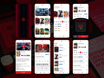 Filmstaden app black booking cinema movies movies app red tickets