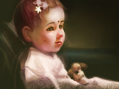 Little Girl Painting baby baby girl brushing cute digital painting illustration rapid painting save girl child wacom