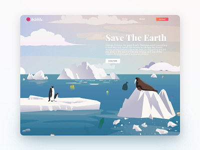 Save the Earth arctic climate change design earth glacier illustration ocean penguin pollution webdesign website