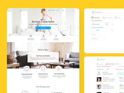 Homeaglow - Book a Cleaner booking landing page ui ux