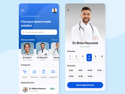 Healthcare service - Mobile app app design app screen doctor doctor booking hospital ios medical medical app medical design medicine online booking patient