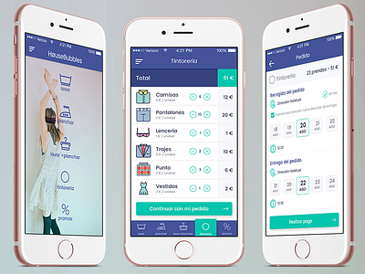 House Bubbles, laundry app app branding mobile ux