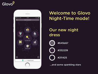 Rebound Glovo Night-Time Mode app barcelona glovo glovoapp iphone nightmode ui design user experience ux design visual design