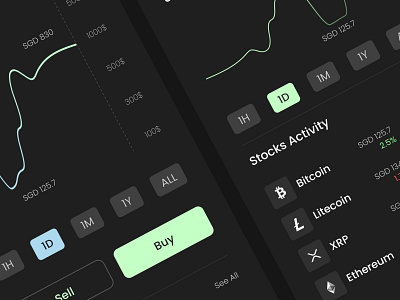 Stock Market App ai app design dark mode design finance graphic design iphone mobile mobile app stock market trading ux