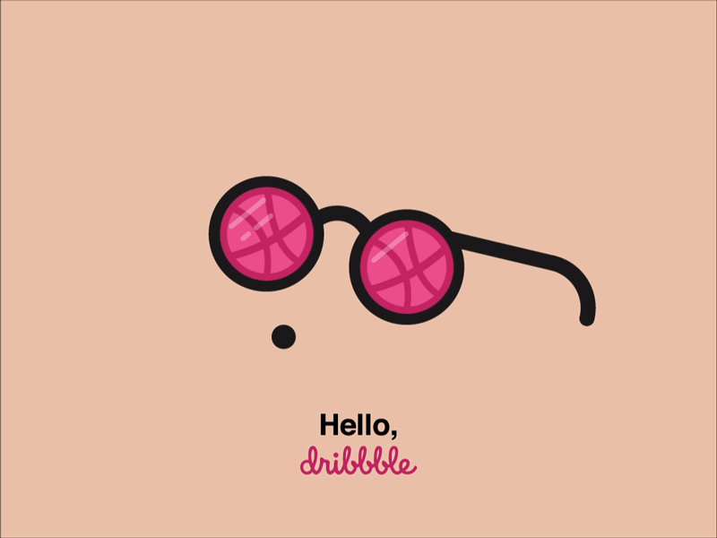 Hello Dribbble! animation debut first shot gif glasses hello illustration