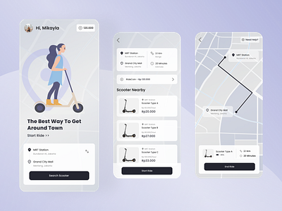 Scooter Rental App design mobile app rental app scooter ui design