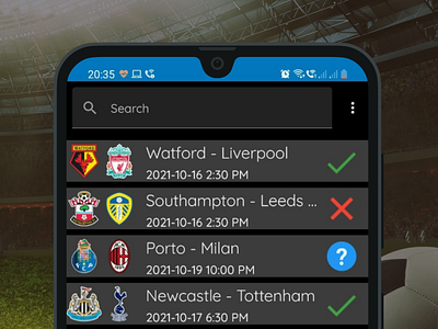 Premier League - Mobile App (Dark Mode)