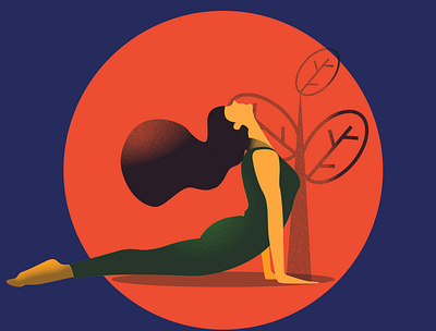 Yoga Lady flatdesign illustration lady in yoga pose