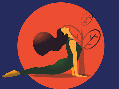 Yoga Lady flatdesign illustration lady in yoga pose
