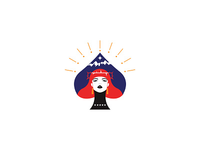 American Spades Woman Logo american beauty brand branding design face graphic design happy illustration lady logo love lucky mountain spades star vector woman