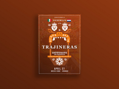 Trajineras x King's Day design event flyer holland illustration king kings day lion mexico mexico city netherlands orange party photoshop poster poster design trajineras xochimilco