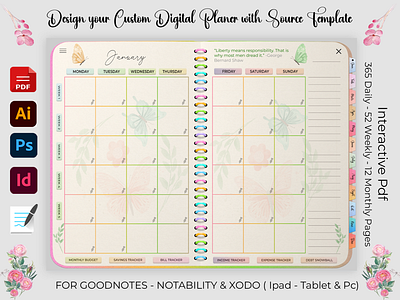 Design your Custom Digital Planner for GoodNotes custom planner day designer day planner design a planner design planner digital planner editable images to pdf interactive pdf journal for men journal for women jpg to pdf notability planner template undated daily planner