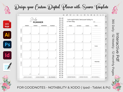 Design your Custom Digital Monthly Planner Planner for GoodNotes custom planner day designer day planner design a planner design planner digital planner editable template etsy goodnotes journal monthly planner planner 2022 2023 undated digital planner