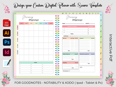 Design your Custom Digital Life Planner for ipad (Psd Template ) adhd journal adhd planner adult adhd planner adult 2022 chore cleaning custom planner daily adhd planner day designer day planner design a planner design planner life planner planner 2022 2023 selfcare todo list
