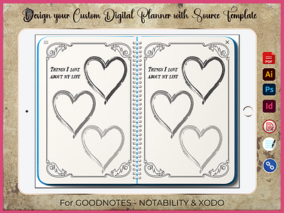 Design your Digital Gratitude Journal for Women & Men 2022 custom planner day designer day planner design a planner design planner digital planner editable goodnotes gratitude journal gratitude journal for goodnotes gratitude journal for women ipad planner journal logbook notability notebook pc planner planner 2022 2023 printable tablet planner