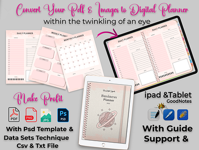 Digital Planner Template kit / Design your GoodNotes Planner undated planner