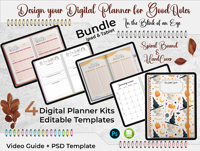 Digital Planner Template Kit / Design your GoodNotes Planner bundle custom planner design design planner digital planner template kit planner android
