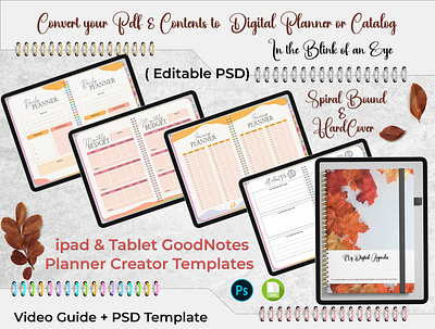 Digital Planner Template Kit 1 (Psd Template) Tablet & iPAD planner android