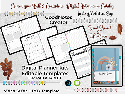 Digital Planner Template Kit / Psd Template With Data Sets custom planner day designer day planner design design a planner design planner digital planner digital planner app editable