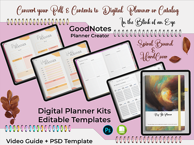 Digital Planner Template Kit ( Psd ) / Design GoodNotes Planner undated planner