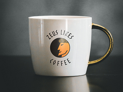 Zeus Likes Coffee character design icon logo