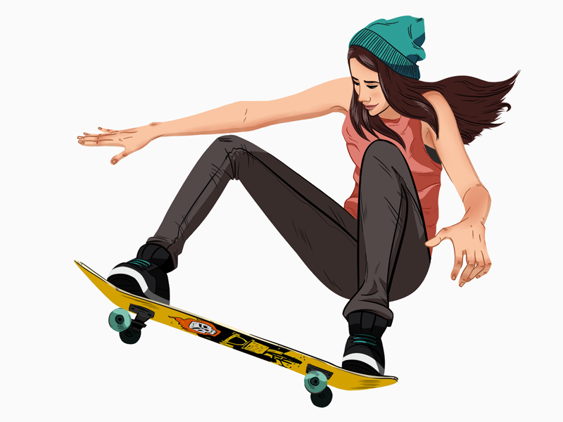 skateboard chick by Elina Novak on Dribbble