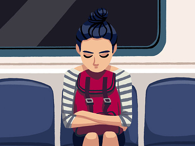 just a girl bag drawing girl illustration subway underground