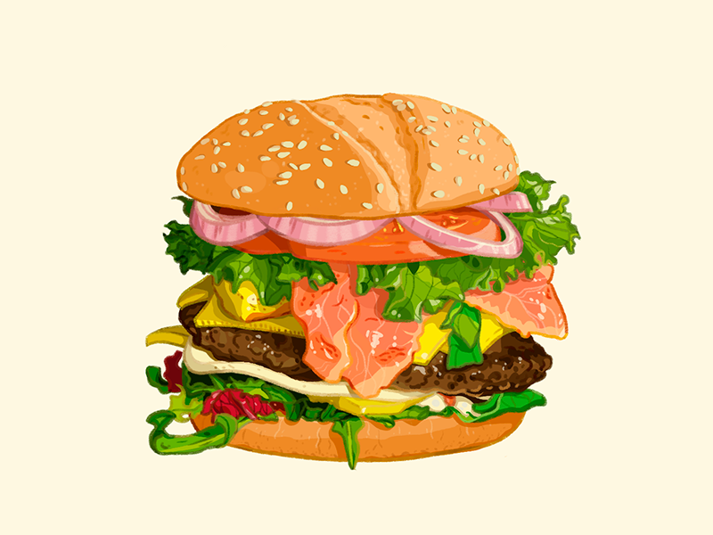 Tasty burger illustration art digital art drawing burger hamburger tasty food meal fastfood junkfood