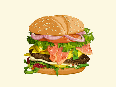 Tasty burger art burger digital art drawing fastfood food hamburger illustration junkfood meal tasty