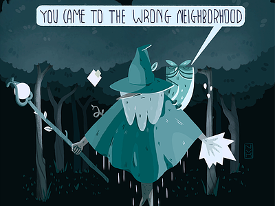 wrong neighborhood art character creature digital art drawing forest illustration merman owl wizard