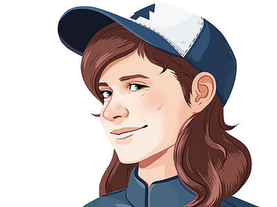 Dipper art blue boy cap character digital art drawing eyes face hair illustration portrait