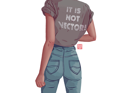 It is not vector! art back digital art drawing fashion girl illustration jeans pose shadows woman