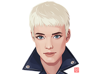 Agyness Deyn art blond character digital art drawing face girl illustration leather jacket model portrait woman
