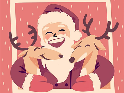 Santa and his deers christmas deers holiday hugs new year picture santa claus smile snow winter