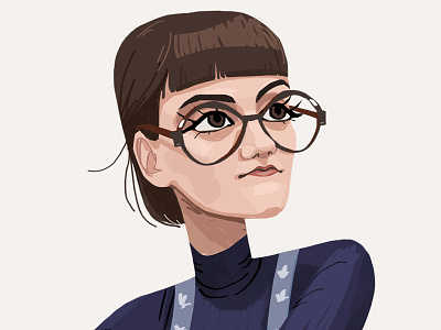 Eva art beautiful digital art drawing face glasses illustration portrait short hair woman