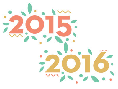 Here's to the New Year! Pt. 2 2015 2016 celebration dots future gold leaves new pink squiggly teal year