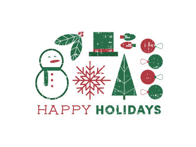 Happy Holidays - Holiday Collage - Red & Green collage green happy hat holidays lights ornaments red snowflake snowman tree