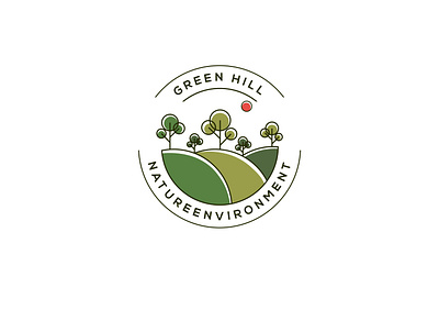 GREEN HILL LOGO DESIGN FOR A GREEN COMPANY badge branding design graphic design green company hill illustration logo nature vector