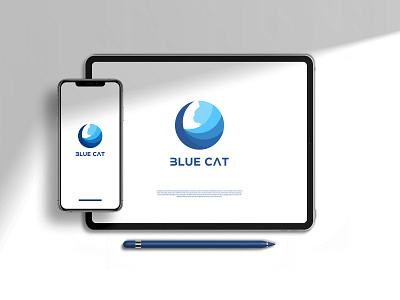 BLUE CAT LOGO DESIGN FOR A TECH COMPANY branding company design graphic design illustration logo vector