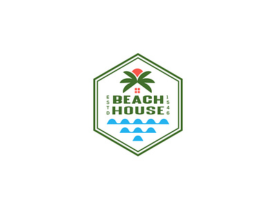 BEACH HOUSE LOGO DESIGN FOR A BEACH COMPANY beach branding company design graphic design house illustration logo vector