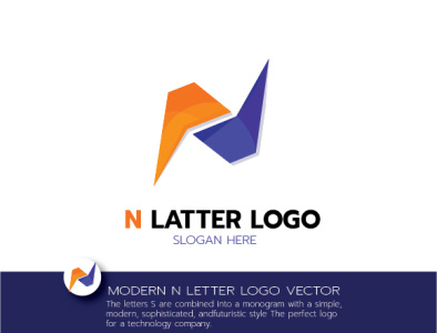 N LATTER LOGO 3d app design graphic design icon la latter logo vector