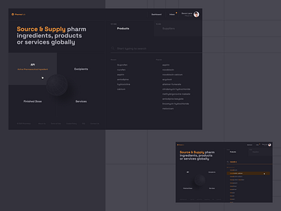 PharmaHub concept darktheme design kit uix marketplace pharma pharmahub ui userinterface web webdesign website