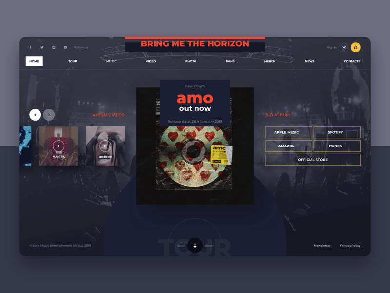 BMTH opening animation bmth concept design design inspiration designtrends inspiration interface kit uix musicband opening animation ui userinterface ux web webdesign website