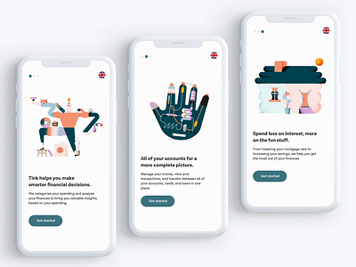 Tink App Onboarding animation app fintech onboarding product design ui