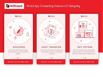 Mobile App Onboarding Screens UX Designing bank intro ndb
